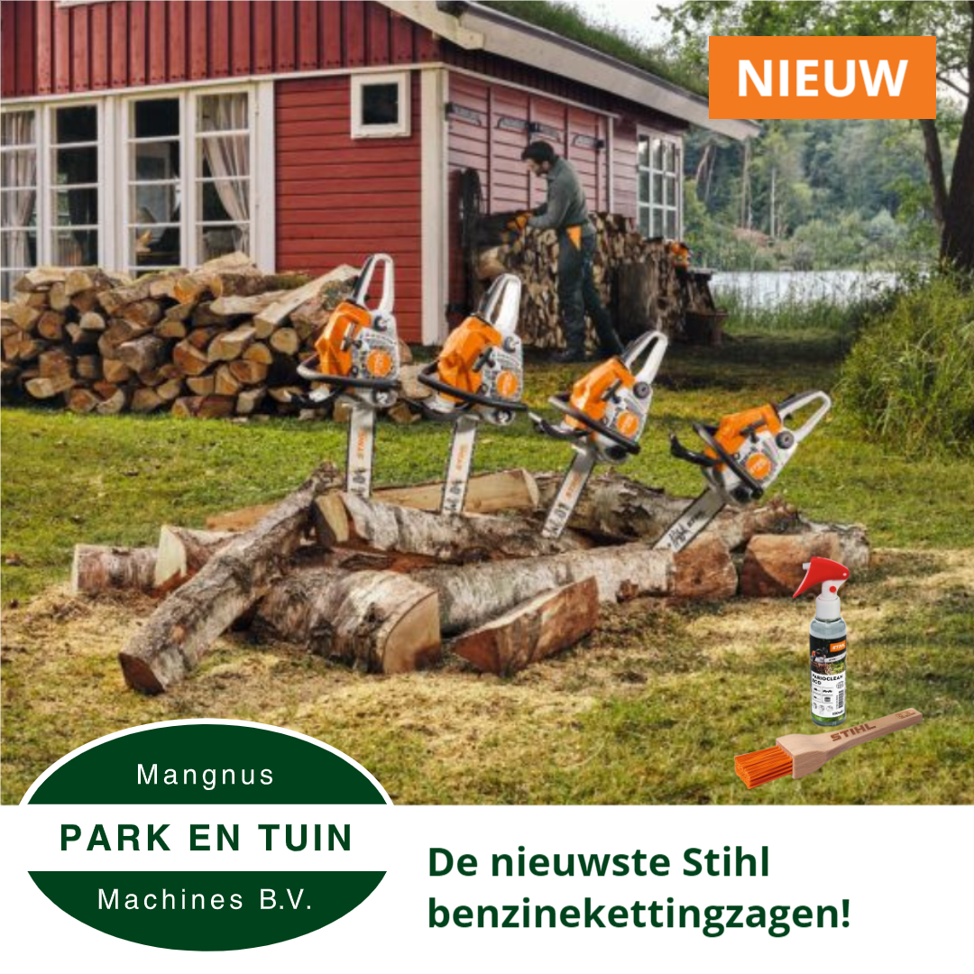 4 nieuwe benzinekettingzagen nu met gratis Care & Clean Kit!
